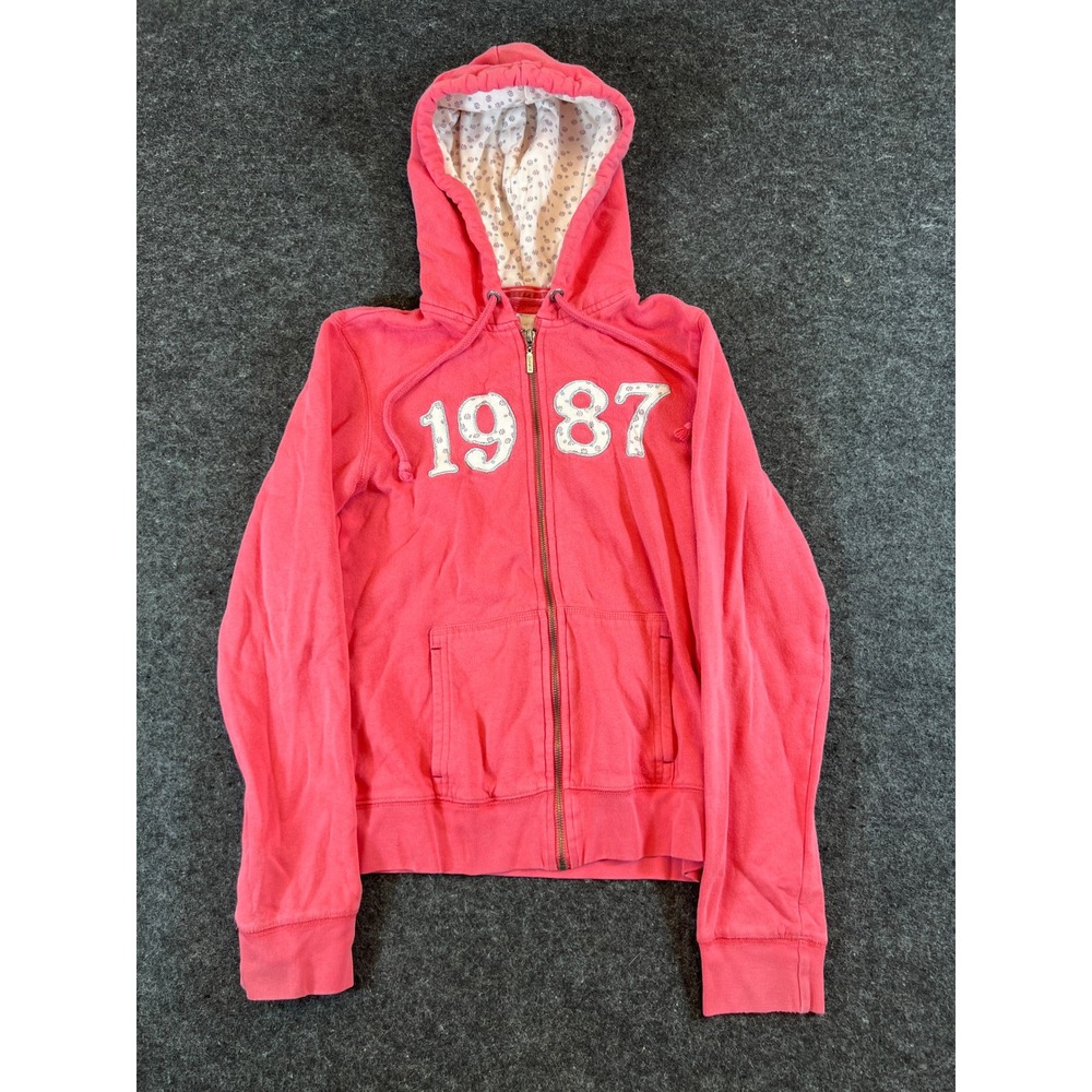 Vintage Aeropostale Pink Full Zip Hoodie Y2K 1987 Applique Floral Medium Womens